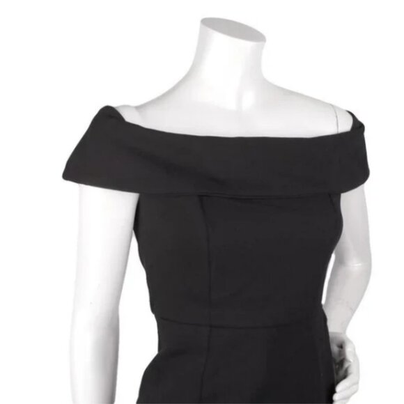 Runaway Heart Asymmetrical Dress Off Shoulder Front Slit Black LBD Knee Length - Picture 3 of 8